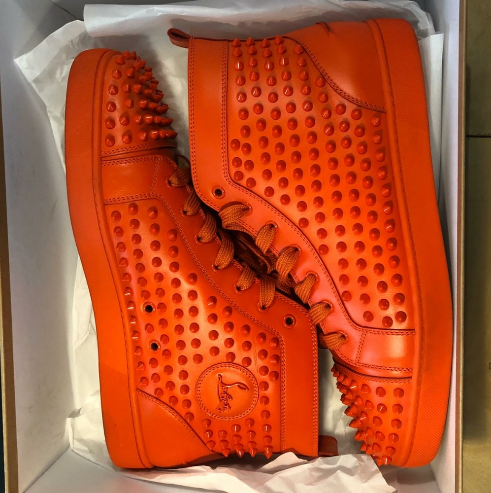 Christian Louboutin spike sneakers neon ora